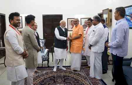PM Modi meets CP Radhakrishnan after Vice Presidential victory 