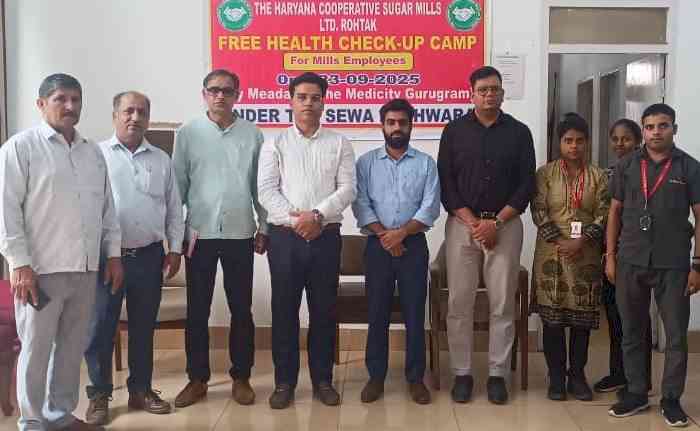 सेवा पखवाड़ा के तहत चीनी मिल में निःशुल्क स्वास्थ्य जांच शिविर आयोजित