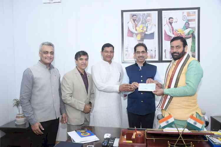 Sandeep Passey, MD Intersoft Data Labs and Solutions Pvt. Ltd., presents ₹36 Lakh for the Haryana Saraswati Heritage Development Board