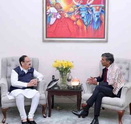 Union Minister JP Nadda, former UK PM Rishi Sunak discuss deepening ties
