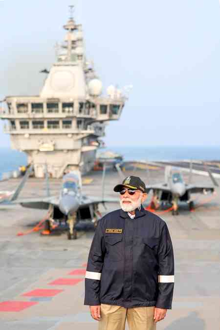 PM Modi hails Swadeshi might with home-grown warships, submarines' induction into Navy