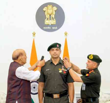 Rajnath Singh confers rank of Honorary Lieutenant Colonel to javelin star Neeraj Chopra