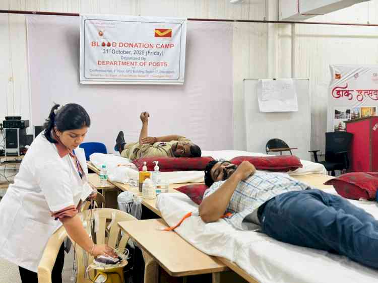 Chandigarh Postal Division, in Collaboration with PGIMER Chandigarh, Successfully Organizes Voluntary Blood Donation Camp