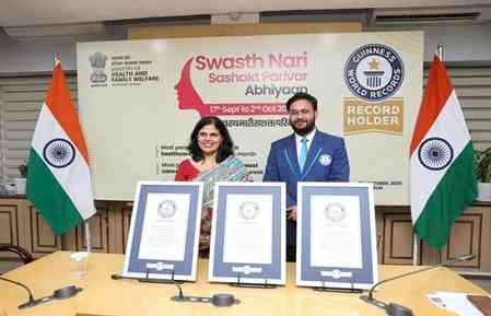 India sets 3 Guinness world records under ‘Swasth Nari, Sashakt Parivar’ campaign