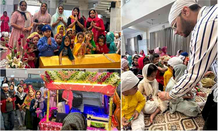 School children visit Gurdwara on the eve of Guru Parv