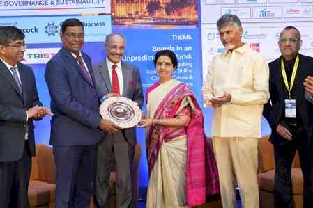 CM Naidu lauds his wife for winning two prestigious awards in London