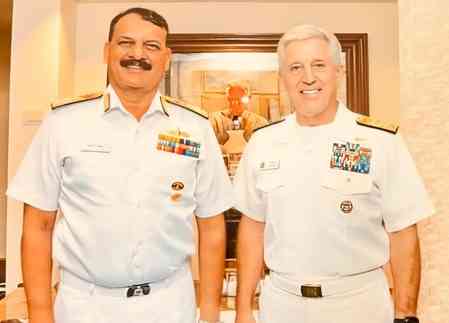 Navy chief Admiral Dinesh K Tripathi discusses maritime issues with US Commanders