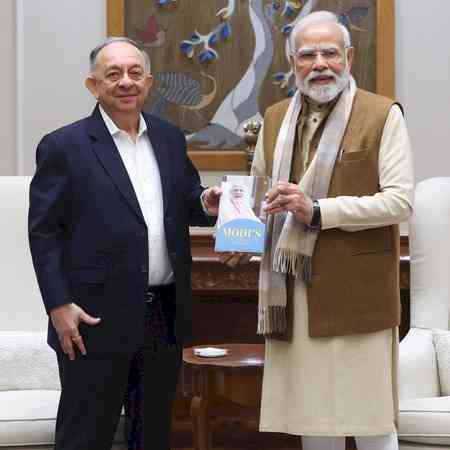PM Modi meets author Berjis Desai, receives a copy of ‘Modi’s Mission’