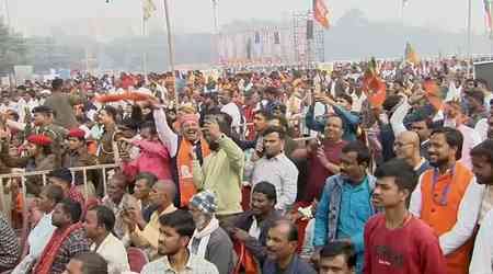 Bihar CM oath ceremony: Thousands gather at Gandhi Maidan with placards, scarves featuring PM Modi, Nitish Kumar