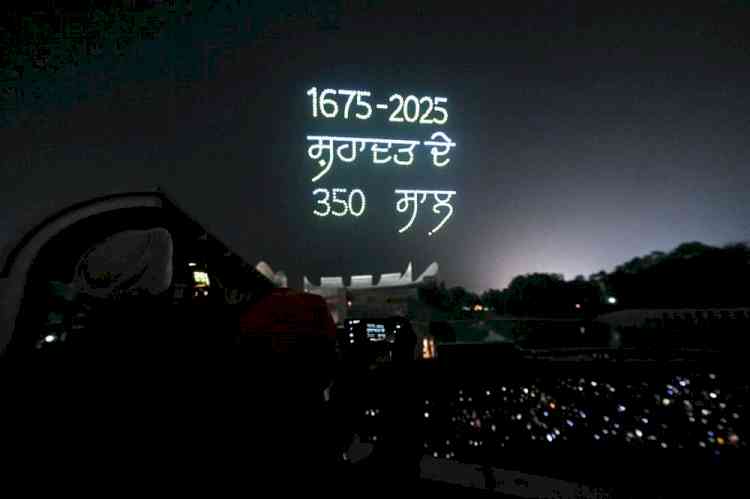 CM and Arvind Kejriwal witness grandeur of Sri Guru Tegh Bahadur Ji in Hi-Tech Drone Show