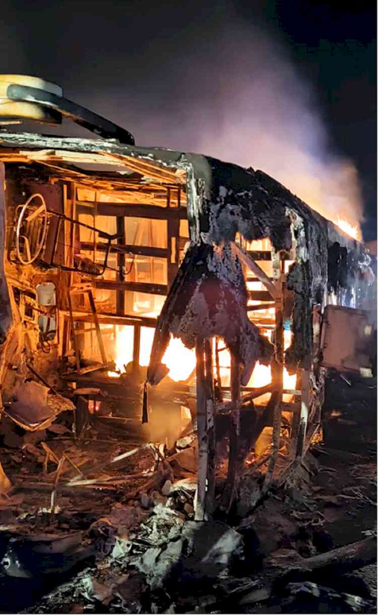 Miraculous escape for 45 passengers as bus carrying them catches fire on Gwalior highway