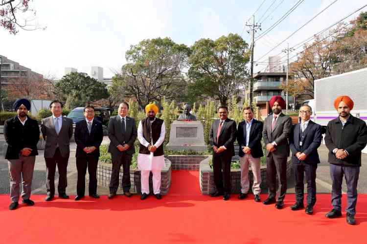 CM begins his Japan tour, pays floral tribute to Mahatma Gandhi at Edogawa Gandhi Park