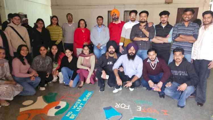 Panjab University Students Celebrate Democracy with Creative Rangoli Event Promoting Voting Awareness