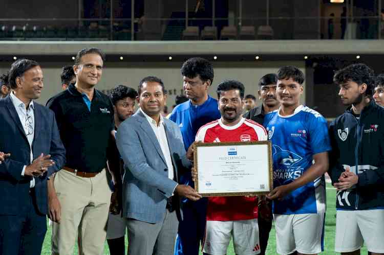 CM A. Revanth Reddy Leads a Thrilling Friendly Football Match at Woxsen University