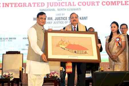 CJI lays stone for Judicial Complex in North Guwahati amid bar association protests