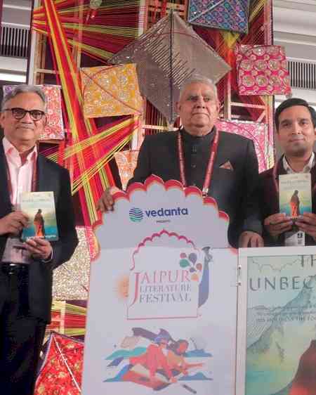 Former VP Jagdeep Dhankhar launches son-in-law’s book ‘The Unbecoming’ at JLF