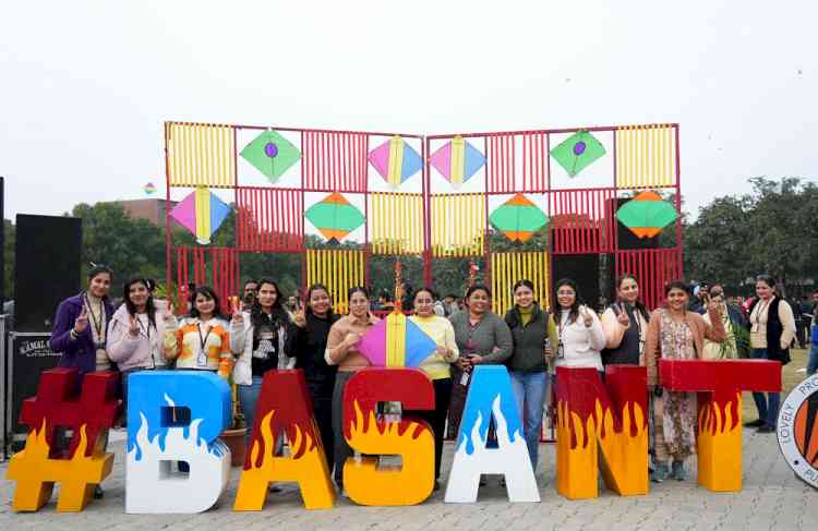 LPU staff members are celebrating Basant Panchami on campus today