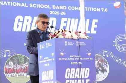 Defence MoS Sanjay Seth awards school band competition finale winners