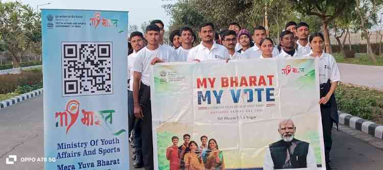 My Bharat Organises Voter Awareness Padayatra At a Private University in Mohali