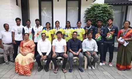 TN beach volleyball medalists felicitated by Deputy CM Udhayanidhi Stalin 