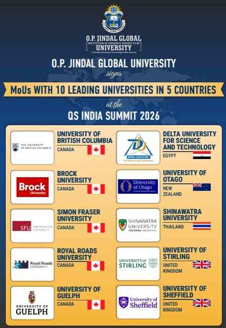 JGU signs MoUs with 10 leading universities in 5 countries at QS India Summit