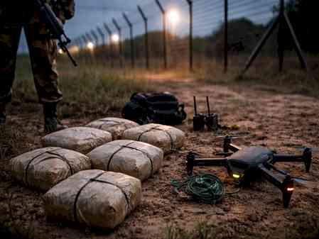 BSF, police recover heroin dropped by drone along J&K international border