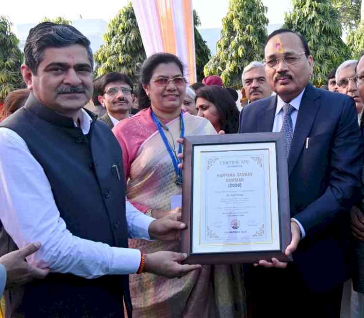 CJI Justice Suryakant honors DLC SUPVA VC Dr. Amit Arya for his contribution to journalism