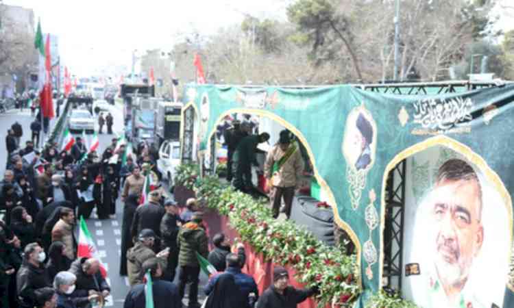 Iran holds funeral for sunk frigate's crew, top security official, Basij force commander