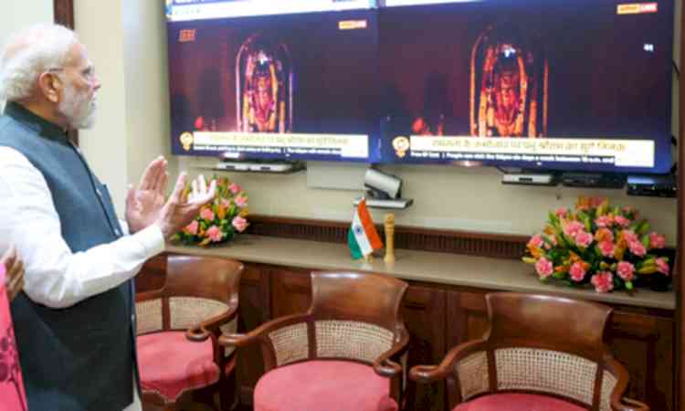 PM Modi watches Surya Tilak of Ram Lalla, prays for nation’s well-being