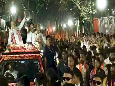 HM Amit Shah holds massive roadshow in Guwahati, steps up BJP's Assam campaign