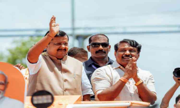 Nitin Nabin campaigns for TN BJP chief Nainar Nagenthran in Sattur 