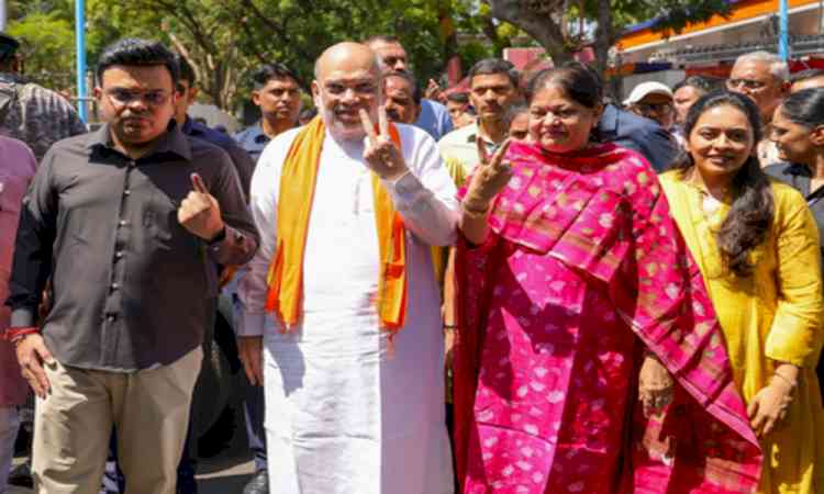 Amit Shah, Jeet Adani, CM Bhupendra Patel cast votes as Gujarat local body polls underway