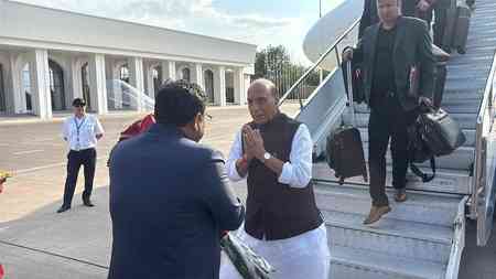 Rajnath Singh arrives in Bishkek to attend SCO Defence Ministers' Meeting