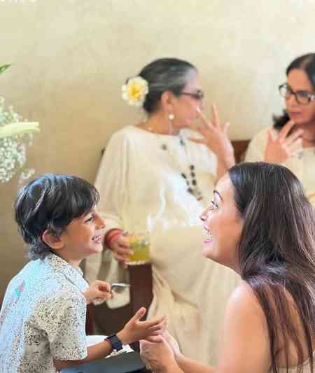 Shabana Azmi shares a candid pic of Dia Mirza with her six year-old son engrossed in conversation