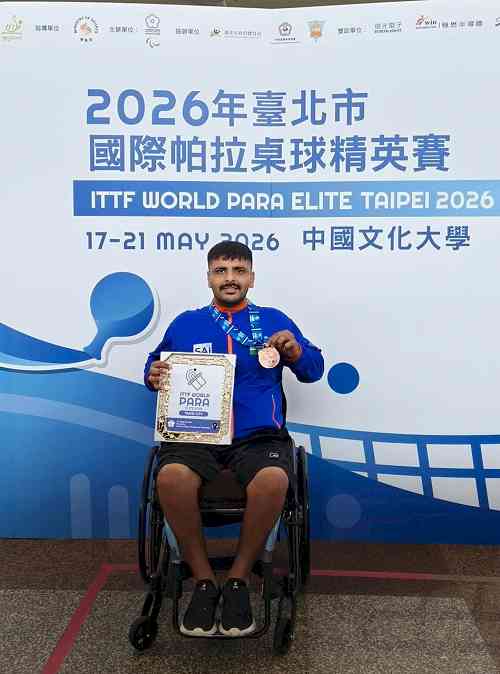 Shubham Wadhwa thanks administration to win Silver Medal at the ITTF World Para Elite Taipei City 2026 in Mixed Doubles