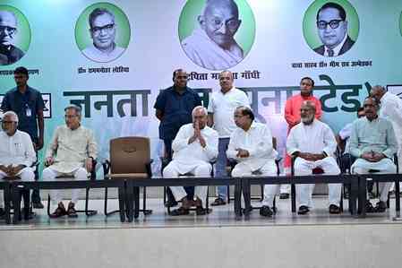 Former Bihar CM Nitish Kumar visits JD-U office, interacts with party workers