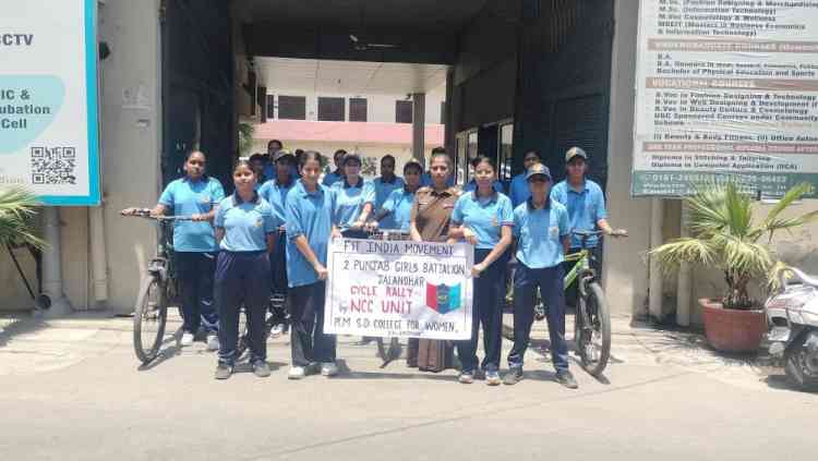 NCC Cadets of PCM S.D. College for Women Champion Fitness and Sustainable Living through Cycle Rally