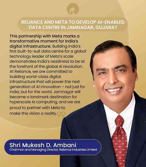 Reliance and Meta to Develop AI-Enabled Data Centre in Jamnagar, Gujarat