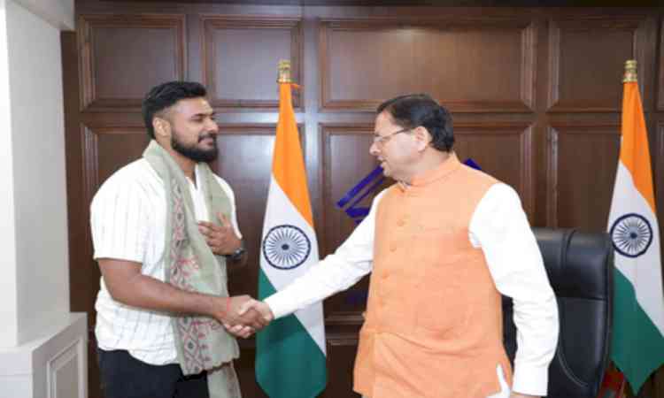 Indian Basketball player Ulhas K.S felicitated by Uttarakhand CM Pushkar Singh Dhami