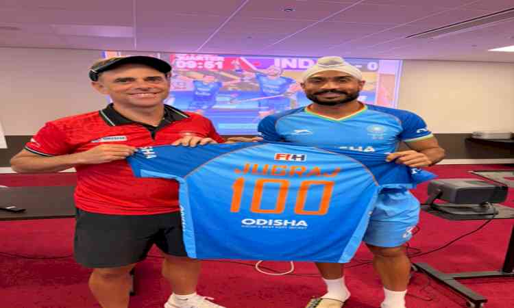 Hockey India congratulates Jugraj Singh on completing 100 international caps