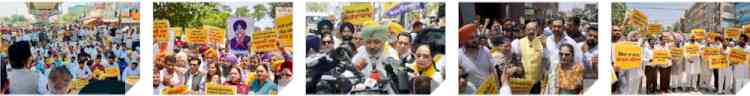 AAP Holds Statewide Protests Against Akali Dal’s Anti-Panth & Anti-Punjab Activities By Spreading Fake Video Targeting CM Bhagwant Singh Mann