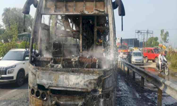 Narrow escape for 26 passengers as Haridwar-bound AC bus catches fire