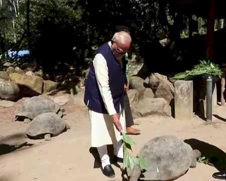 PM Modi visits Seychelles National Botanical Garden, meets world’s oldest living land animal