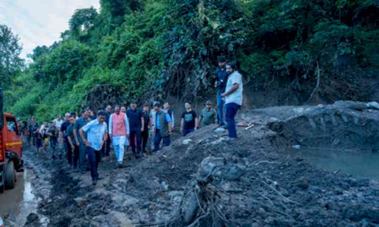 Scindia reviews NE flood situation; Union Ministers Chouhan and Rijiju assess damage in Arunachal