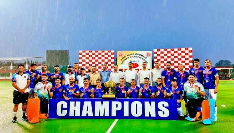 Western Command lifts the Indian Army Inter Command Hockey Championship 2026 - 27 Trophy