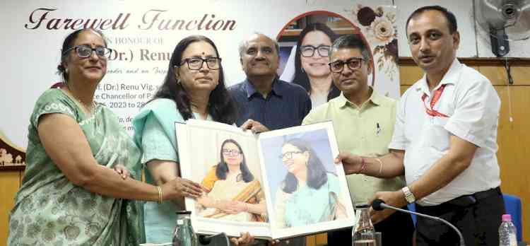 Panjab University honours Prof. Renu Vig at farewell function, presents commemorative photo album and portrait