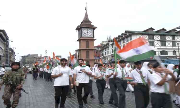 CRPF, students march together during Tiranga rally at Srinagar's Lal Chowk