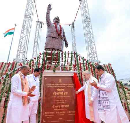 HM Amit Shah unveils statue of Atal Bihari Vajpayee in Rajasthan, launches projects worth Rs 6,453 crore