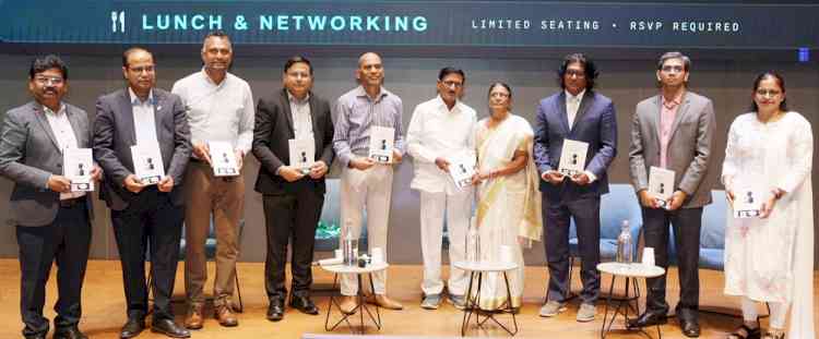 Flt. Lt. Bipin Pendyala, President, HYSEA; releases the book - Trust Before Intelligence!
