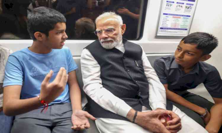 PM Modi's ride in Delhi Metro happily surprises children, co-passengers